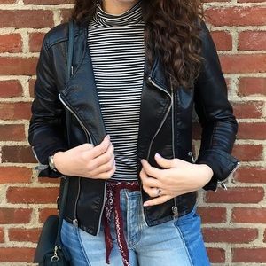 BLANK NYC Black Faux Leather Biker Jacket